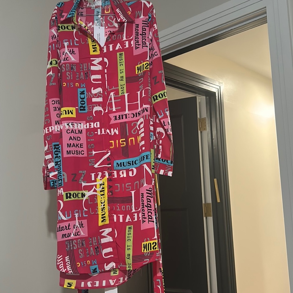 Woman’s knee length button down dress